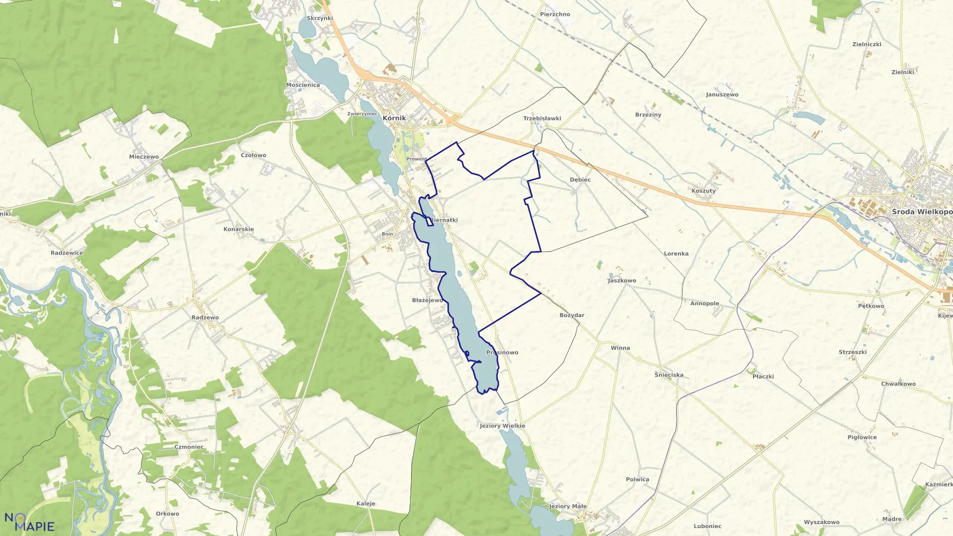 Mapa obrębu BIERNATKI w gminie Kórnik