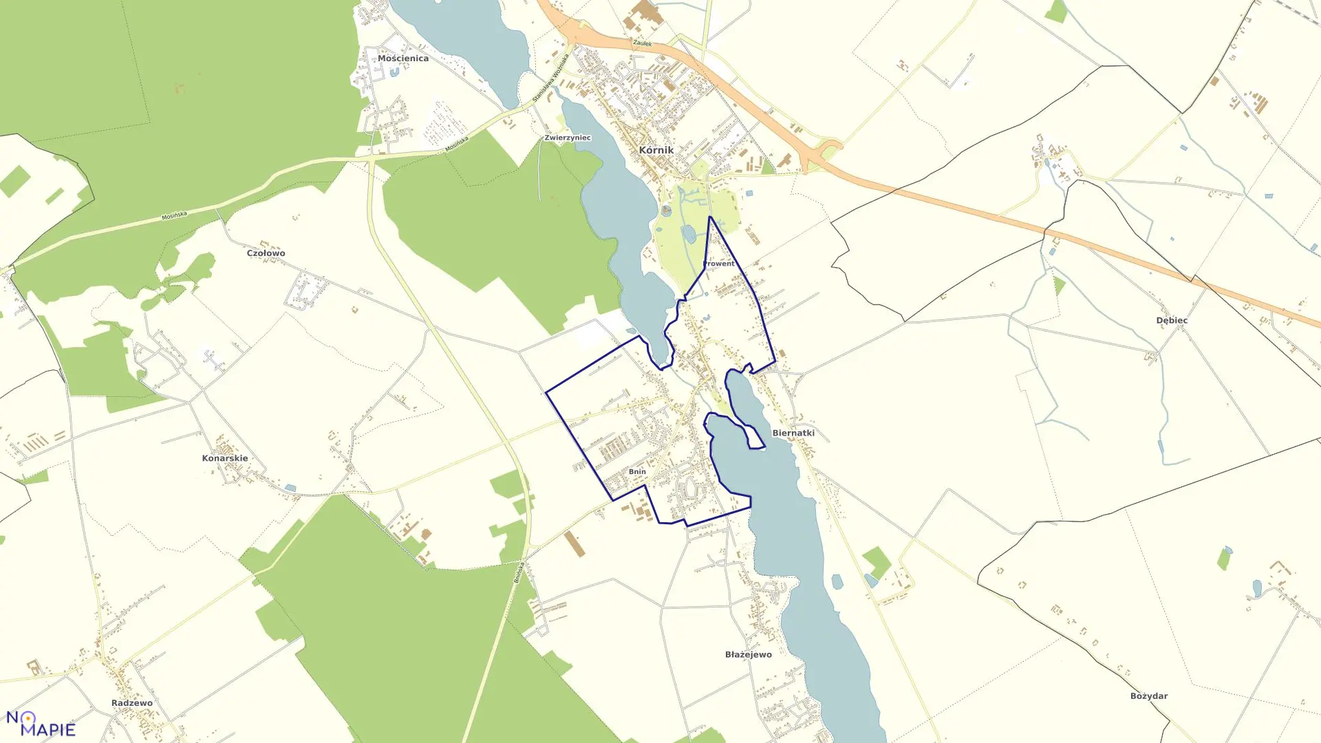 Mapa obrębu BNIN w gminie Kórnik
