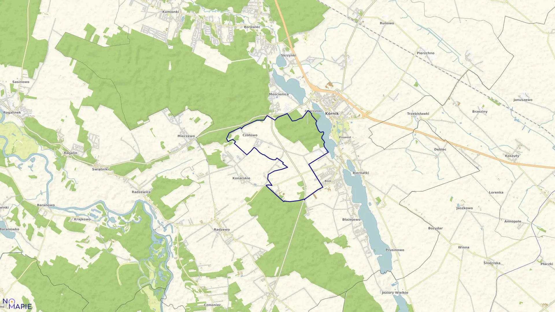 Mapa obrębu CZOŁOWO w gminie Kórnik